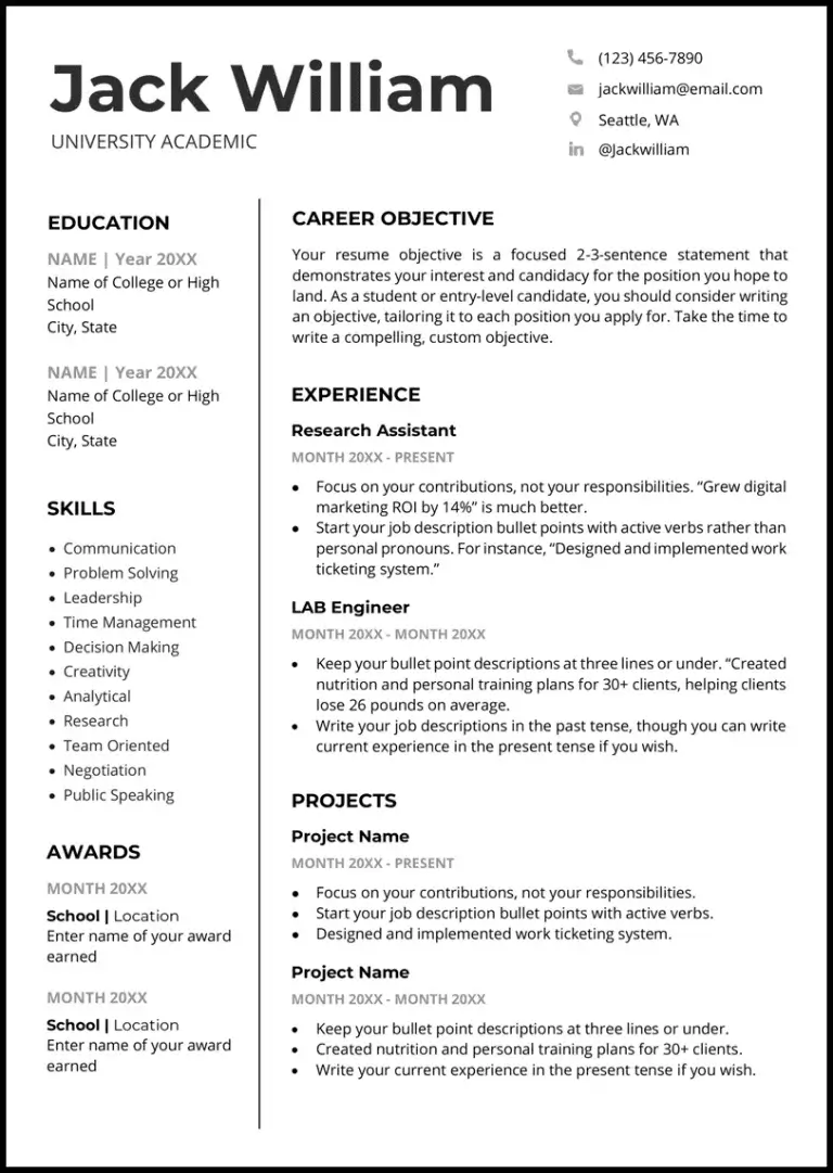 academic-resume-template